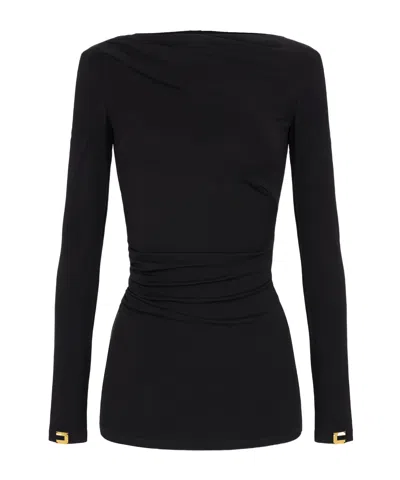 Elisabetta Franchi Long-sleeved Sweater In Black