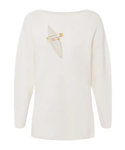 Elisabetta Franchi Long-sleeved Sweater In White