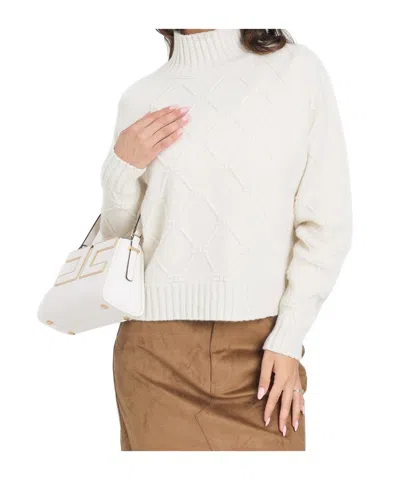 Elisabetta Franchi Wool Crewneck Sweater In White