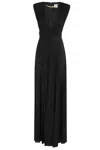 Elisabetta Franchi Long Sleeveless Dress With Deep V-neckline In Black