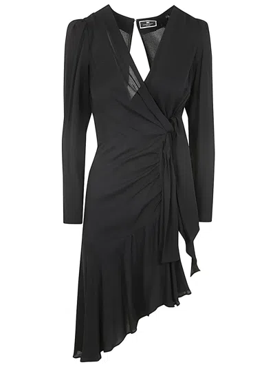 Elisabetta Franchi Long Sleeves Dress In Black