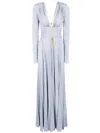 Elisabetta Franchi Long Sleeves Long Dress In Blue