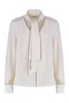 Elisabetta Franchi Georgette Shirt With Scarf And Piping