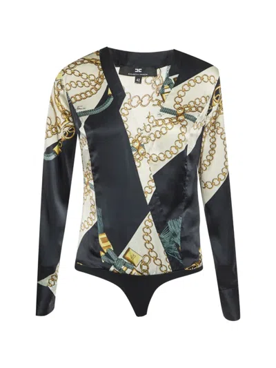 Pre-owned Elisabetta Franchi Long-sleeve Bodysuit In Black