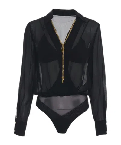 Elisabetta Franchi Long-sleeve Bodysuit In Black