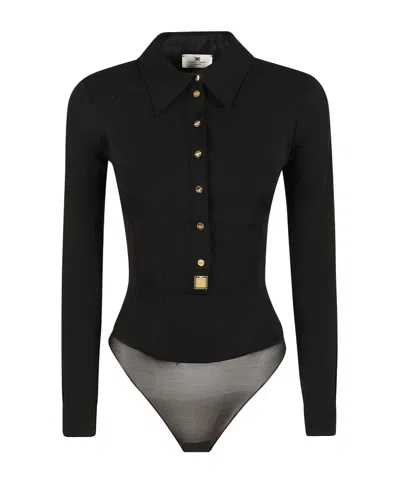 Elisabetta Franchi Long-sleeve Bodysuit In Black