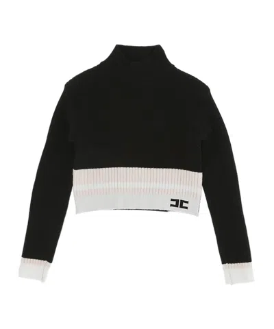 Elisabetta Franchi Long-sleeve High-neck Top In Black