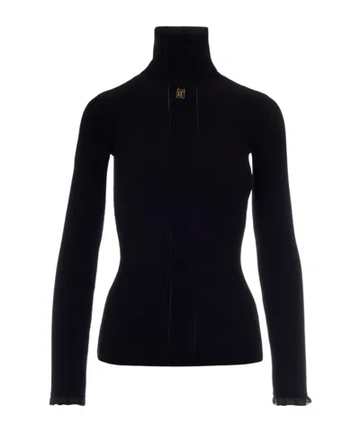 Elisabetta Franchi Long-sleeve Knit Top In Black