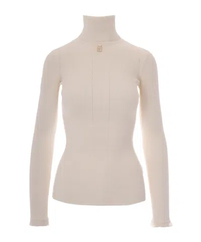 Elisabetta Franchi Long-sleeve Knit Top In Neutral