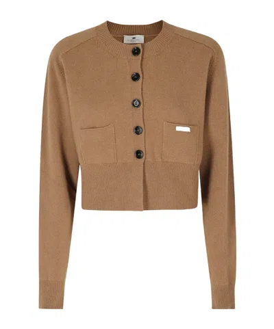 Elisabetta Franchi Long-sleeve Single-breasted Cardigan In Green