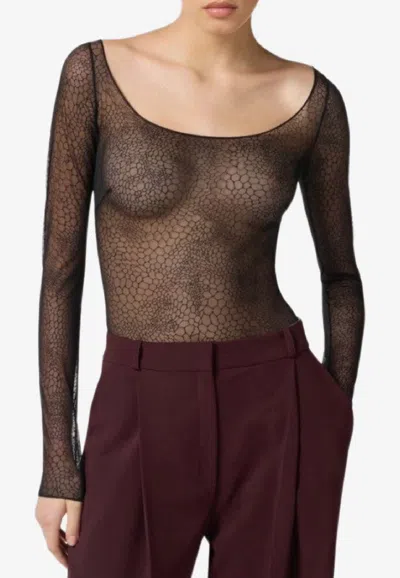 Elisabetta Franchi Long-sleeved Bodysuit In Black