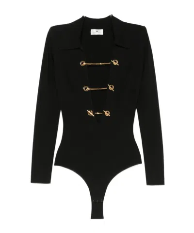 Elisabetta Franchi Cut-out Chain-link Bodysuit In Black