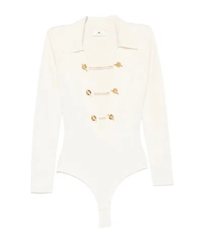 Elisabetta Franchi Long-sleeved Bodysuit In Neutral