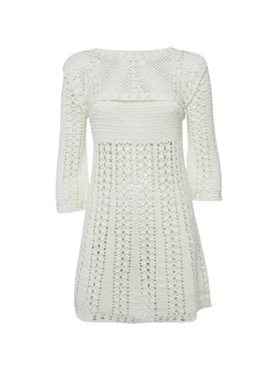 Pre-owned Elisabetta Franchi Long-sleeves Mini Dress In White
