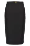 Elisabetta Franchi Longuette Skirt With Satin Side Bands In Black