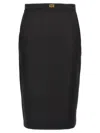 Elisabetta Franchi Longuette Skirt With Satin Side Bands In Black