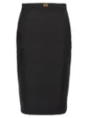 Elisabetta Franchi Longuette Skirt With Satin Side Bands In Black
