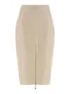 Elisabetta Franchi Croc Print Leather-effect Longuette Midi Skirt In Brown