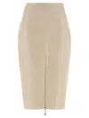 Elisabetta Franchi Crocodile-effect Zip-front Skirt In Neutral