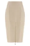 Elisabetta Franchi Crocodile-effect Zip-front Skirt In Neutral
