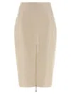 Elisabetta Franchi Crocodile-effect Zip-front Skirt In Neutral