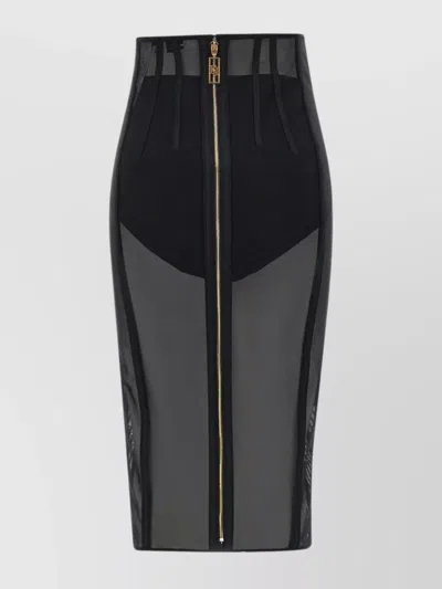 Elisabetta Franchi Longuette Tulle Skirt Sheer Panels