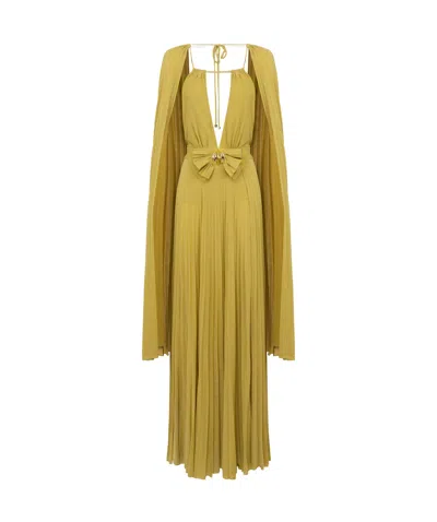 Elisabetta Franchi Lulex Knitted Red Carpet Dress In Gold