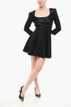 Elisabetta Franchi Lurex Bare Back Dress With Padded Shoulders In Blue