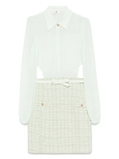Elisabetta Franchi Lurex Bouclé Mini Dress In Green