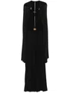Elisabetta Franchi Lurex Cape Gown In Black