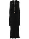 Elisabetta Franchi Lurex Cape Gown In Black