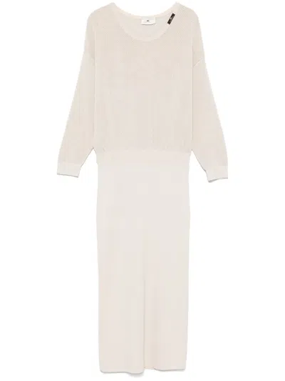 Elisabetta Franchi Lurex-detail Midi Dress In Neutrals