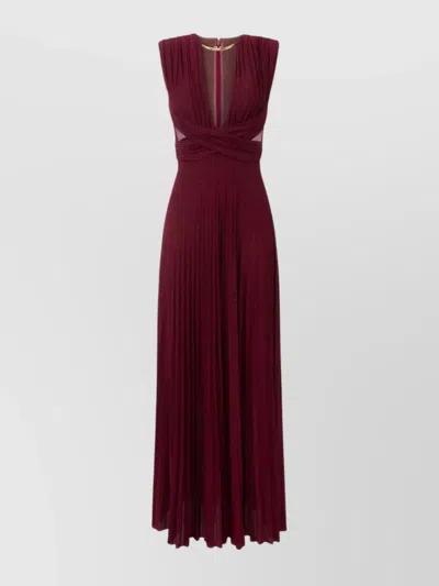 Elisabetta Franchi Lurex Jersey Dress Deep V-neckline In Red