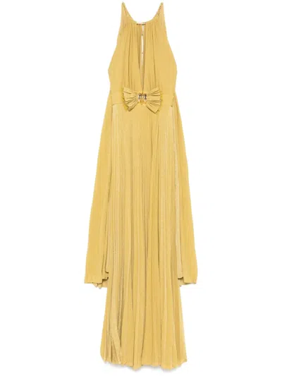 Elisabetta Franchi Lurex Jersey Maxi Dress In Gold