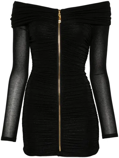 Elisabetta Franchi Lurex Mini Dress In Black