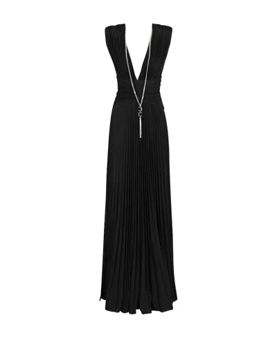 ELISABETTA FRANCHI LUREX PLEATED MAXI DRESS