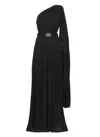 Elisabetta Franchi One-shoulder Pleated Red Carpet Dress In Black