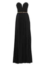 Elisabetta Franchi Women's Pleated Lurex Jersey Red Carpet Dress With Belt In Black