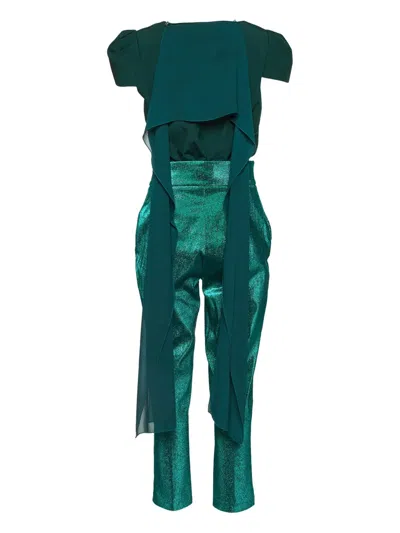 Pre-owned Elisabetta Franchi Lurex Trouser Set In Green