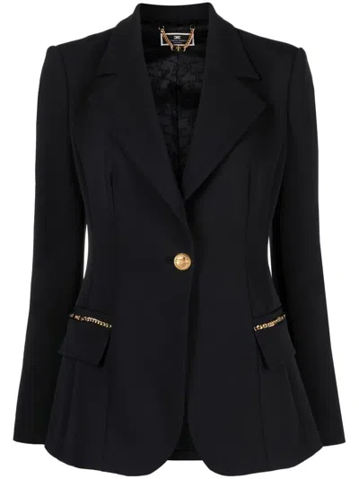 Elisabetta Franchi Luxurious Black Crepe Jacket For Women