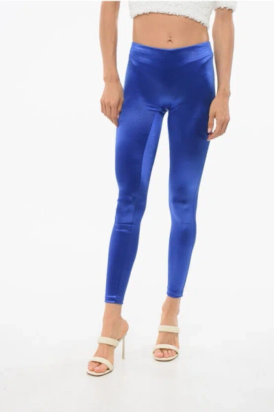Elisabetta Franchi Lycra Leggings With Jewel Detail In Blue