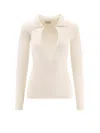 Elisabetta Franchi Polo-neck Chain-detail Top In Neutral