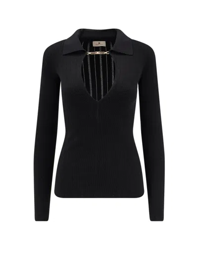 Elisabetta Franchi Lyocell Blend Sweater In Black