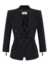 Elisabetta Franchi Tailored Blazer With Padded Shoulders And Peak Lapels In Black