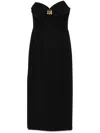 Elisabetta Franchi Fluid Crepe Dress With Macro Bow In Black