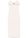 Elisabetta Franchi Macro-bow Crepe Midi Dress In Neutrals