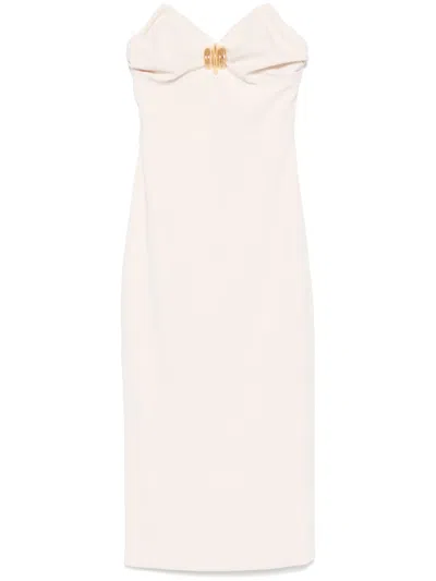 Elisabetta Franchi Macro-bow Crepe Midi Dress In Brown