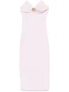 Elisabetta Franchi Macro-bow Crepe Midi Dress In Pink