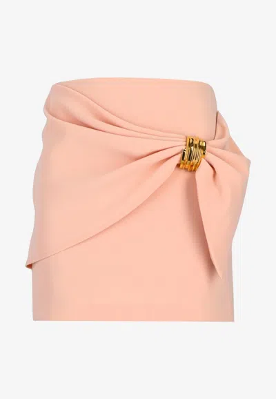 Elisabetta Franchi Macro-bow Crepe Mini Skirt In Pink