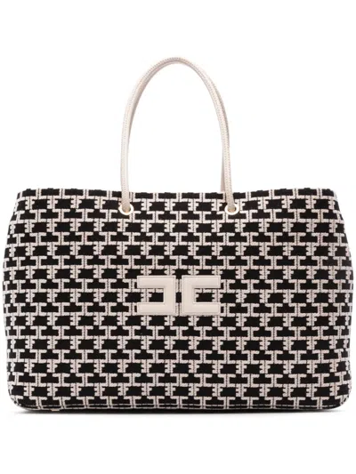 Elisabetta Franchi Madame Monogram Tote Bag In Neutrals